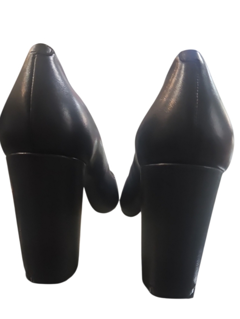 Marc Fisher LTD Abilene Black Leather Pointed Toe Block Heel Pumps sz 8.5 - Picture 6 of 9